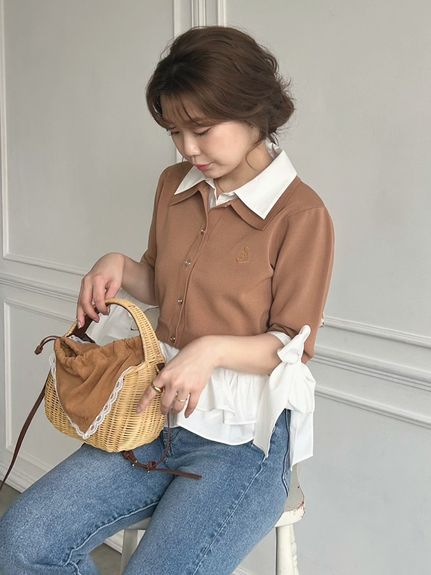 シャツレイヤードニットプルオーバー