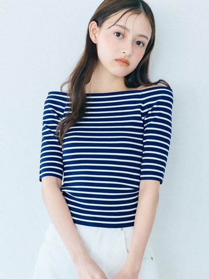 シンプルオフショルニットプルオーバー