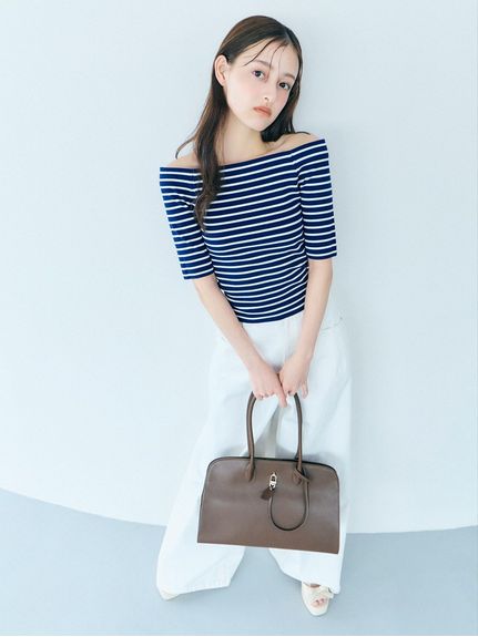 シンプルオフショルニットプルオーバー