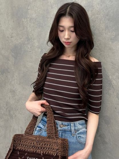 シンプルオフショルニットプルオーバー