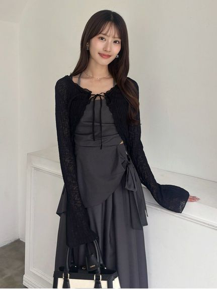 レーストリムクロップドカーディガン