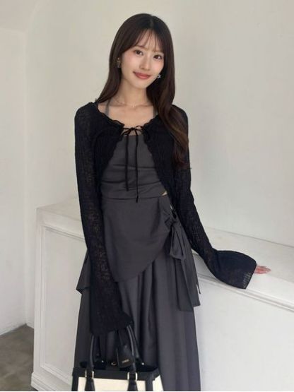 レーストリムクロップドカーディガン
