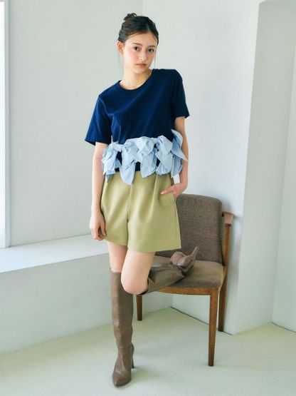 【USAGI ONLINE/ZOZOTOWN限定】リボンドッキングTシャツ