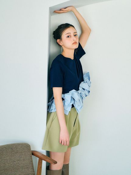 【USAGI ONLINE/ZOZOTOWN限定】リボンドッキングTシャツ