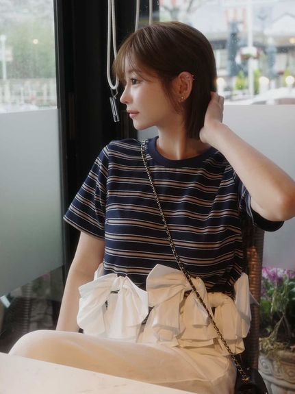 【USAGI ONLINE/ZOZOTOWN限定】リボンドッキングTシャツ