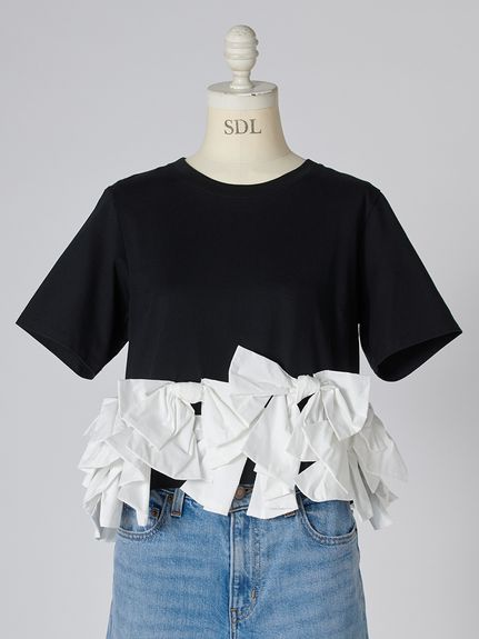 【USAGI ONLINE/ZOZOTOWN限定】リボンドッキングTシャツ