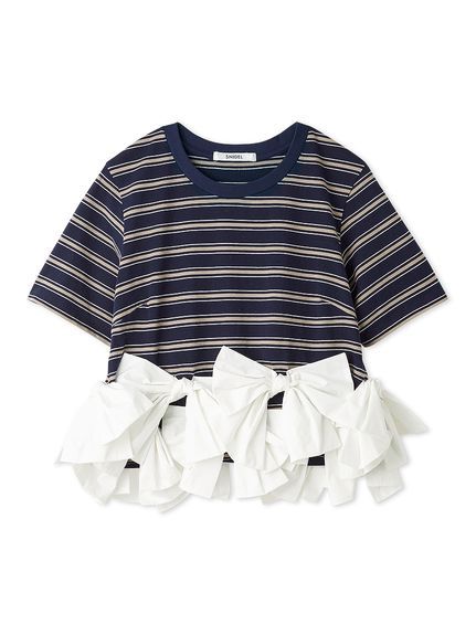 【USAGI ONLINE/ZOZOTOWN限定】リボンドッキングTシャツ