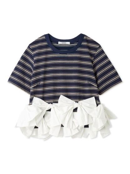 【USAGI ONLINE/ZOZOTOWN限定】リボンドッキングTシャツ