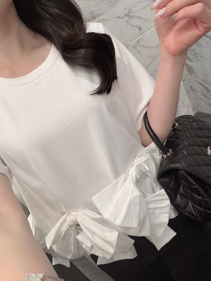 【USAGI ONLINE/ZOZOTOWN限定】リボンドッキングTシャツ
