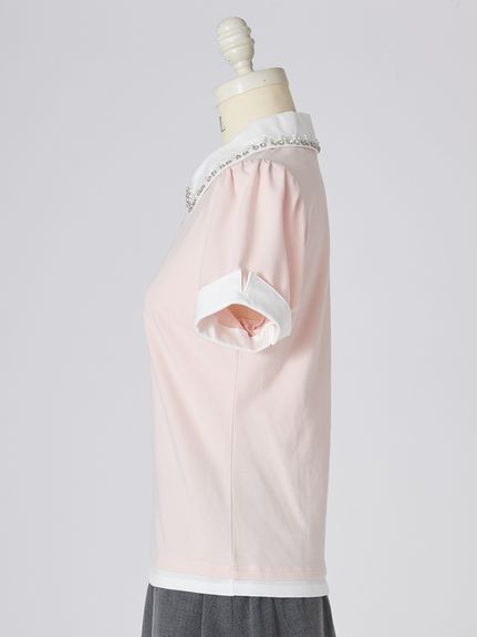 【USAGI ONLINE/ZOZO TOWN限定】レイヤードビジューポロカットソー