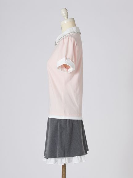 【USAGI ONLINE/ZOZO TOWN限定】レイヤードビジューポロカットソー