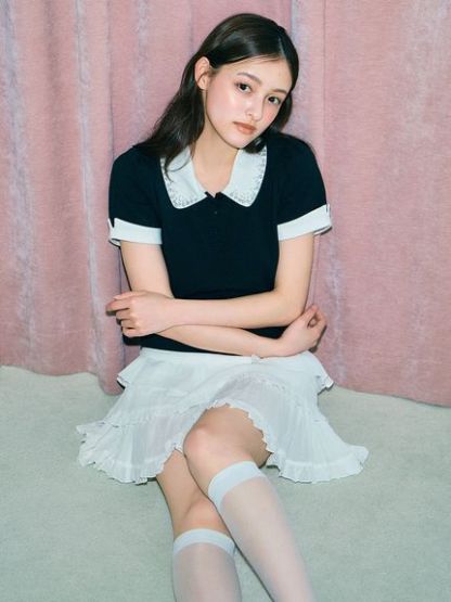 【USAGI ONLINE/ZOZO TOWN限定】レイヤードビジューポロカットソー