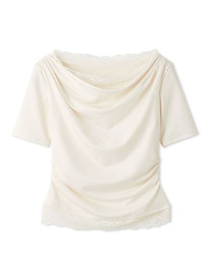 【USAGI ONLINE限定/ZOZOTOWN限定】レーストリムワンショルカットソー