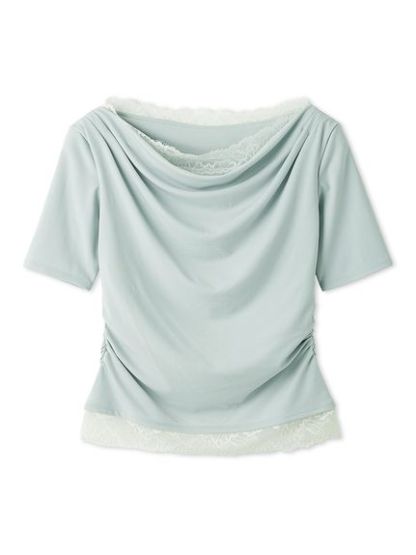 【USAGI ONLINE限定/ZOZOTOWN限定】レーストリムワンショルカットソー