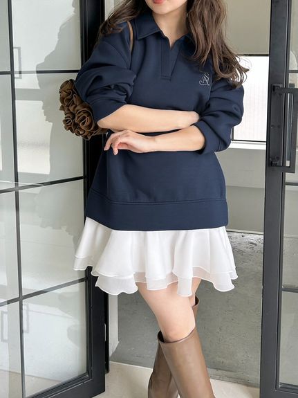 【USAGI ONLINE/ZOZOTOWN限定】スキッパーミニワンピース