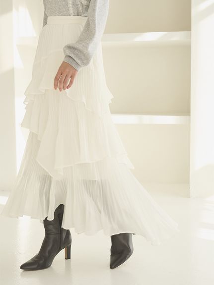 Sustainableプリーツティアードスカート