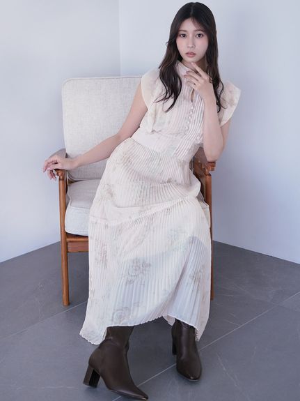 【販路限定サイズあり】Sustainableプリーツプリントワンピース