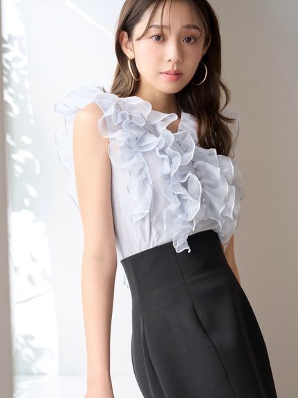 【新色追加/WEB限定カラーあり】ノースリフリルブラウス