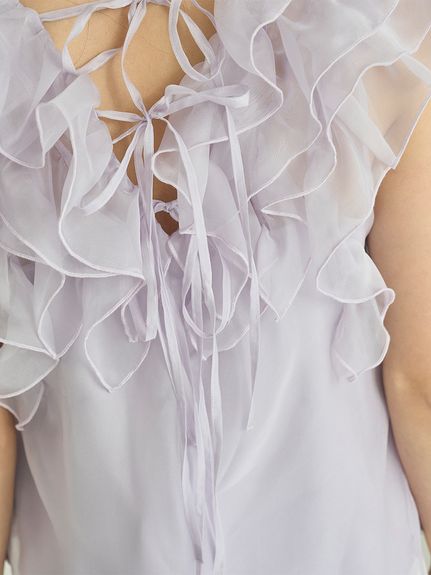 【新色追加/WEB限定カラーあり】ノースリフリルブラウス
