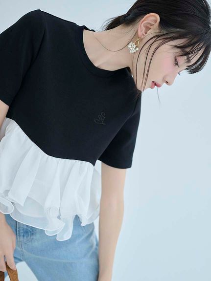 【WEB限定カラーあり】ボリュームペプラムドッキングカットプルオーバー