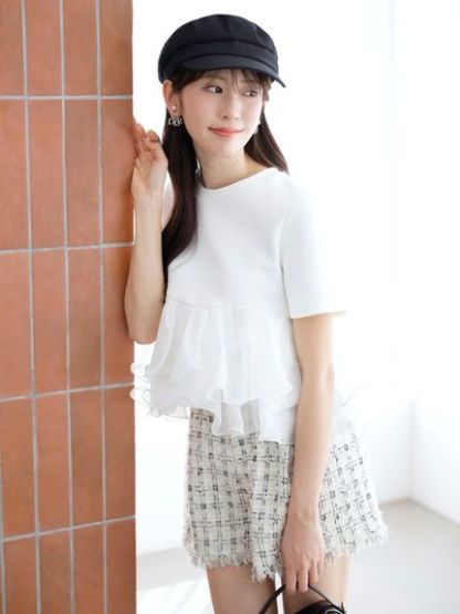 【WEB限定カラーあり】ボリュームペプラムドッキングカットプルオーバー