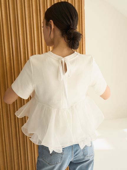 【WEB限定カラーあり】ボリュームペプラムドッキングカットプルオーバー