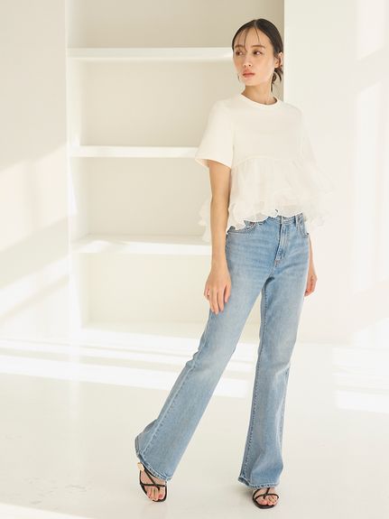【WEB限定カラーあり】ボリュームペプラムドッキングカットプルオーバー