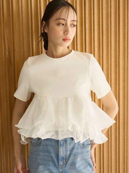 【WEB限定カラーあり】ボリュームペプラムドッキングカットプルオーバー