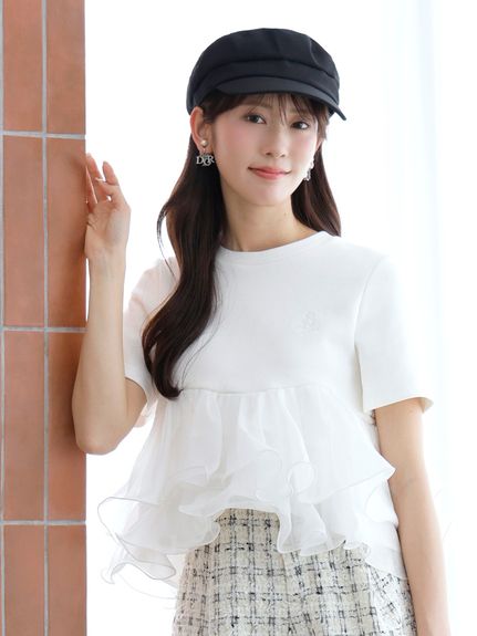 【WEB限定カラーあり】ボリュームペプラムドッキングカットプルオーバー