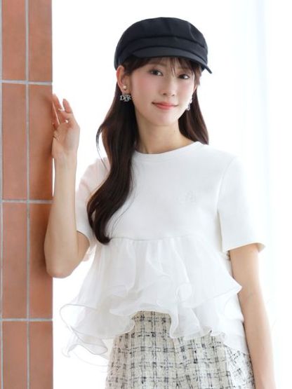 【WEB限定カラーあり】ボリュームペプラムドッキングカットプルオーバー