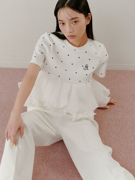 【WEB限定カラーあり】ボリュームペプラムドッキングカットプルオーバー