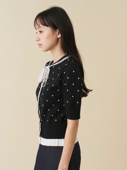 【USAGI ONLINE限定】レースリボンペプラムカーディガン