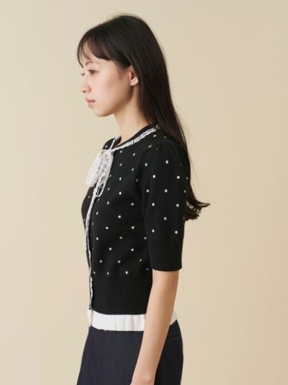 【USAGI ONLINE限定】レースリボンペプラムカーディガン