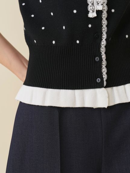 【USAGI ONLINE限定】レースリボンペプラムカーディガン