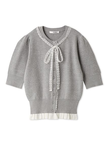 【USAGI ONLINE限定】レースリボンペプラムカーディガン