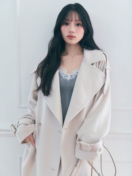 【HIGH QUALITY】ウールカシミアトレンチコート