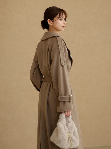 【HIGH QUALITY】ウールカシミアトレンチコート