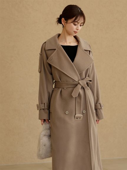 【HIGH QUALITY】ウールカシミアトレンチコート