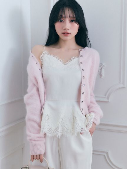 【HIGH QUALITY】フォックスカシミヤクルーネックカーディガン