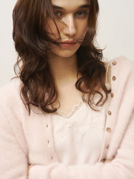 【HIGH QUALITY】フォックスカシミヤクルーネックカーディガン