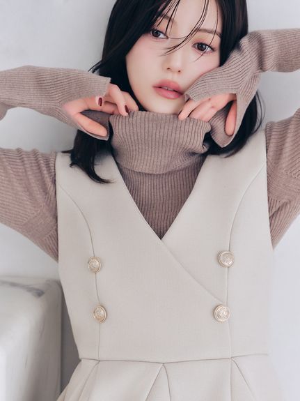 【WARM】シンプルハイネックニットプルオーバー
