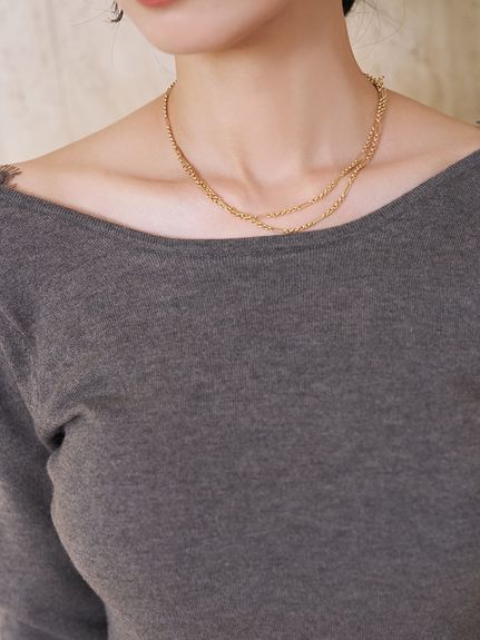 レーストリムバックオープンニットプルオーバー