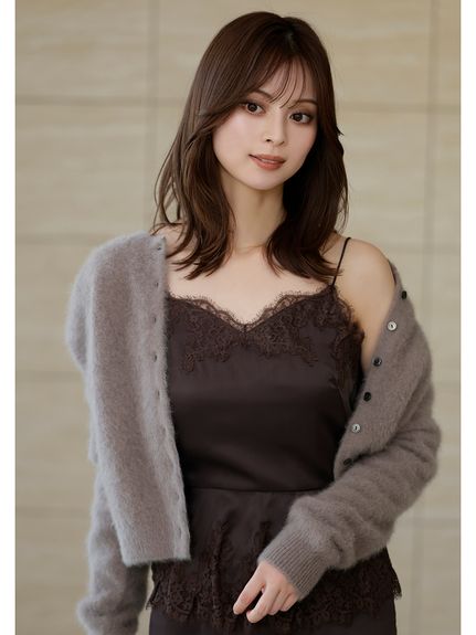 【HIGH QUALITY】フォックスカシミヤクルーネックカーディガン