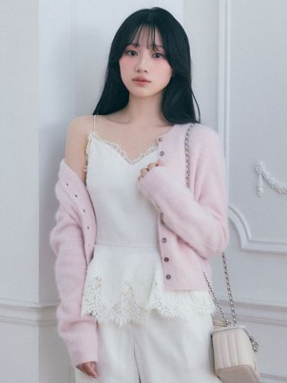 【HIGH QUALITY】フォックスカシミヤクルーネックカーディガン