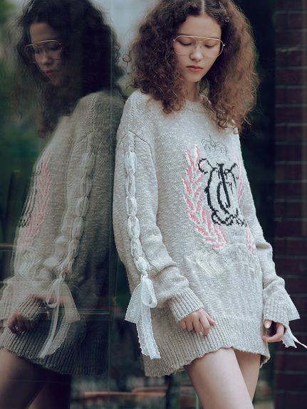 【SNIDEL×Juicy Couture】ジャガードチュールリボンニットワンピース