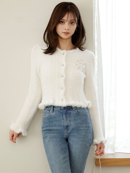 【SNIDEL×Juicy Couture】フェザーケーブルカーディガン