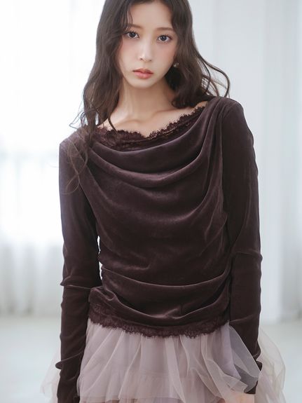 【USAGI ONLINE/ZOZOTOWN限定】レーストリムワンショルカットソー