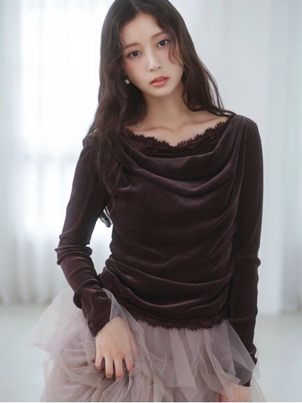 【USAGI ONLINE/ZOZOTOWN限定】レーストリムワンショルカットソー