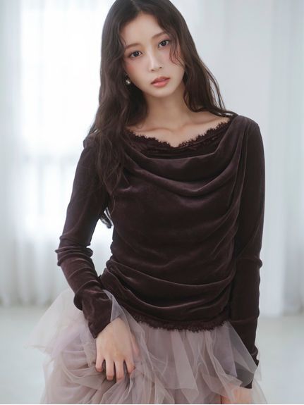 【USAGI ONLINE/ZOZOTOWN限定】レーストリムワンショルカットソー