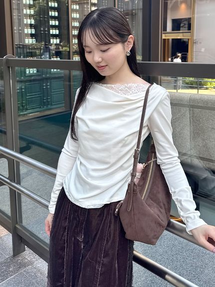 【USAGI ONLINE/ZOZOTOWN限定】レーストリムワンショルカットソー